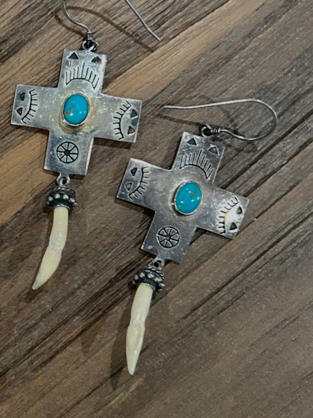 Spell & The Gypsy Collective Cross Earrings – Turquoise & Tooth Horn